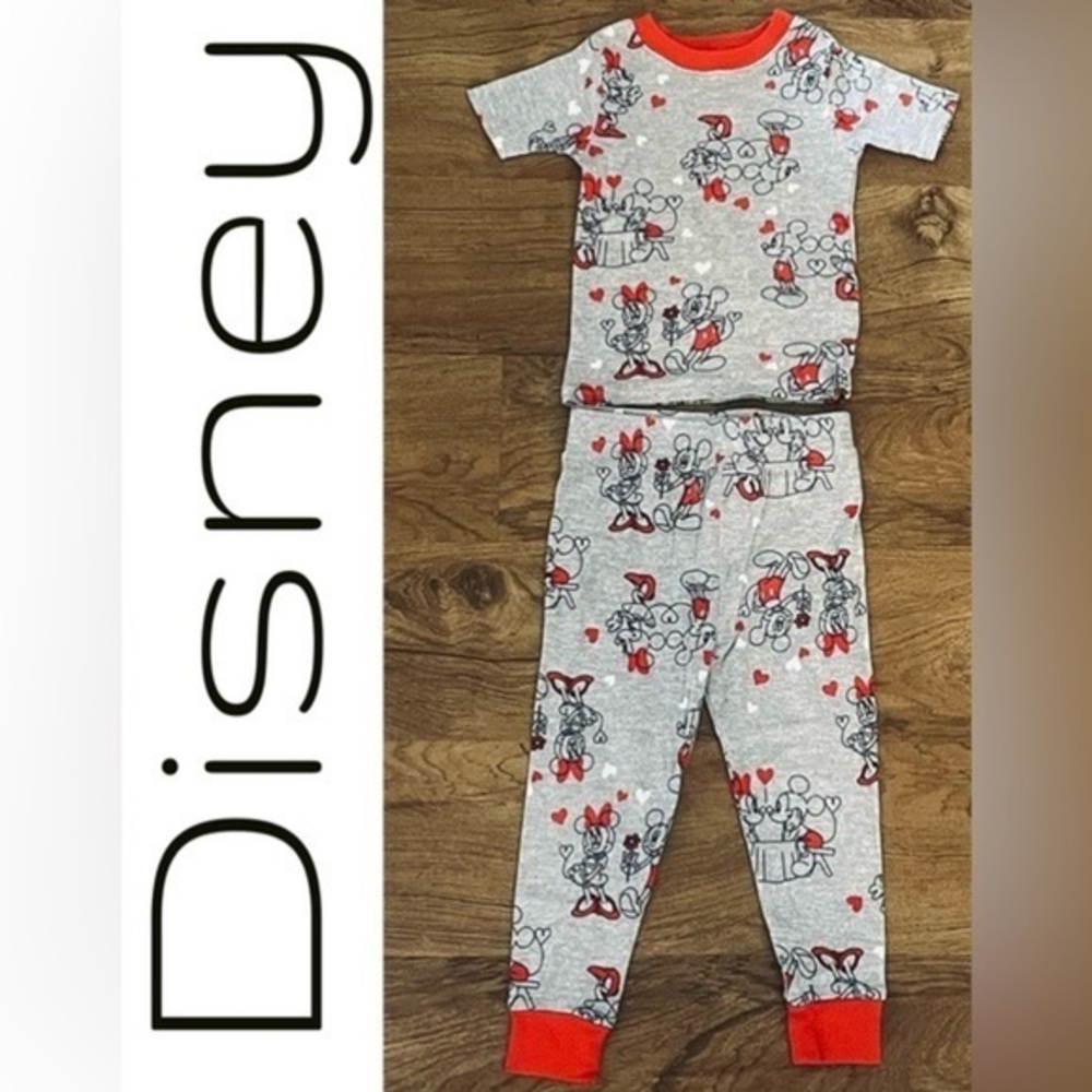 ❤️Disney Junior Mickey & Minnie Mouse 100% cotton 2pc Pajama set Toddler - Picture 1 of 4